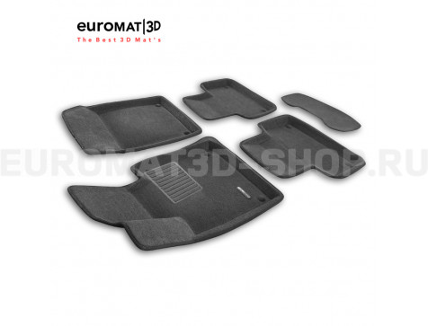 Текстильные 3D коврики Euromat3D Business в салон для Volvo S 60 (2019-) № EMC3D-005502G Серые